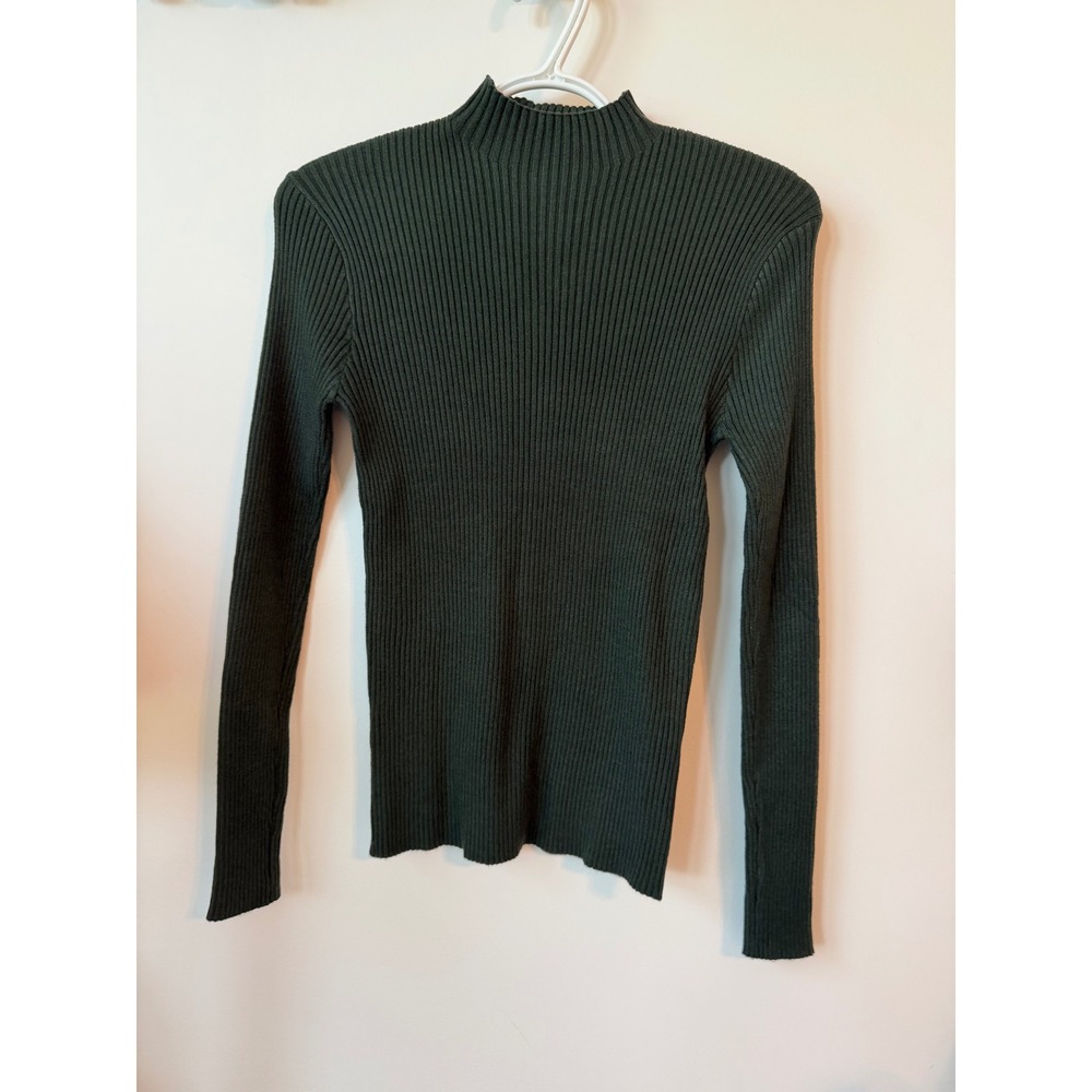 VICI Hunter Green Ribbed Mock Neck Long Sleeve Sweater Large